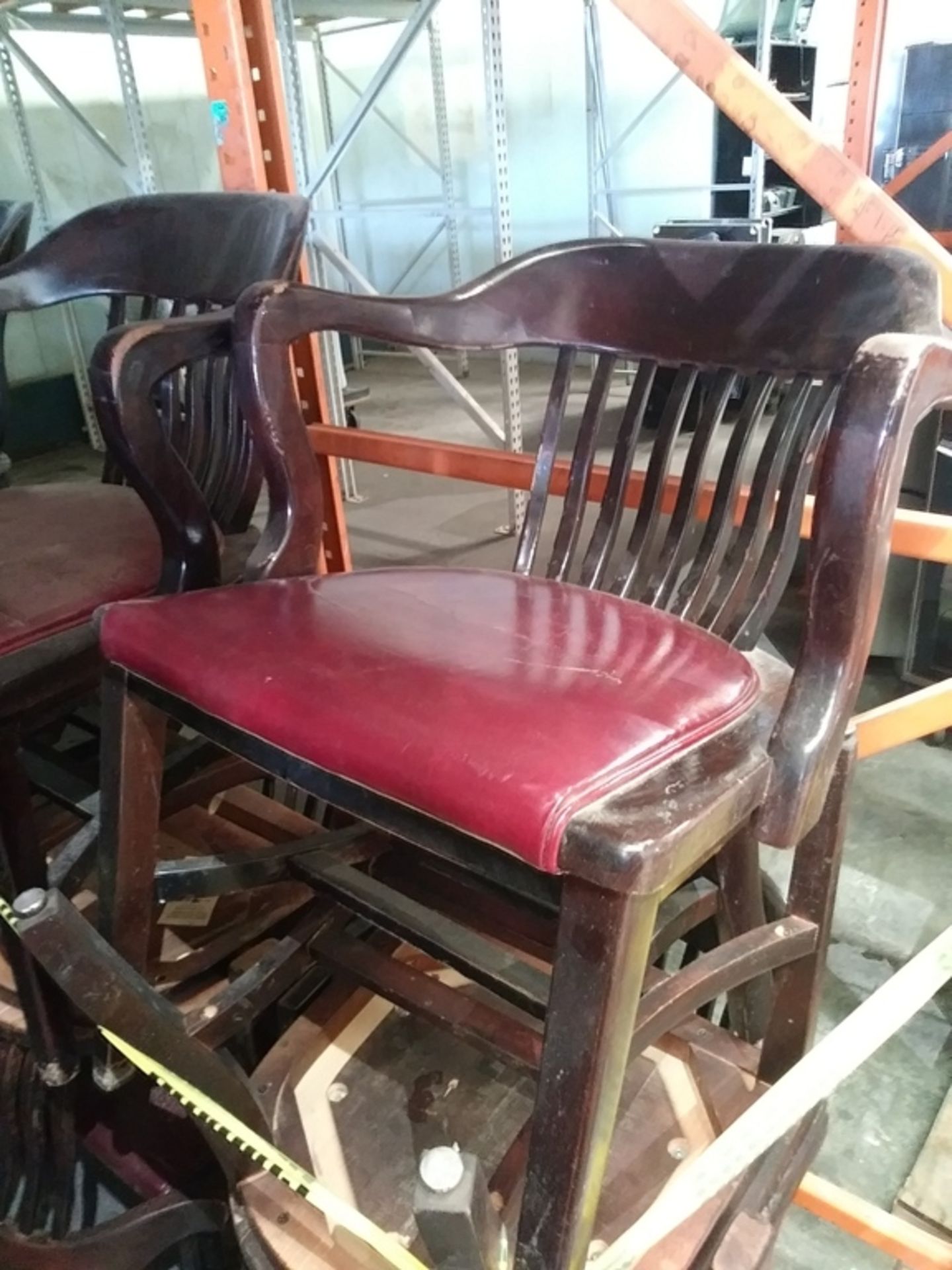 RED / BROWN WOODEN DINING CHAIRS W/ ARM REST (QTY X MONEY) - Image 3 of 3
