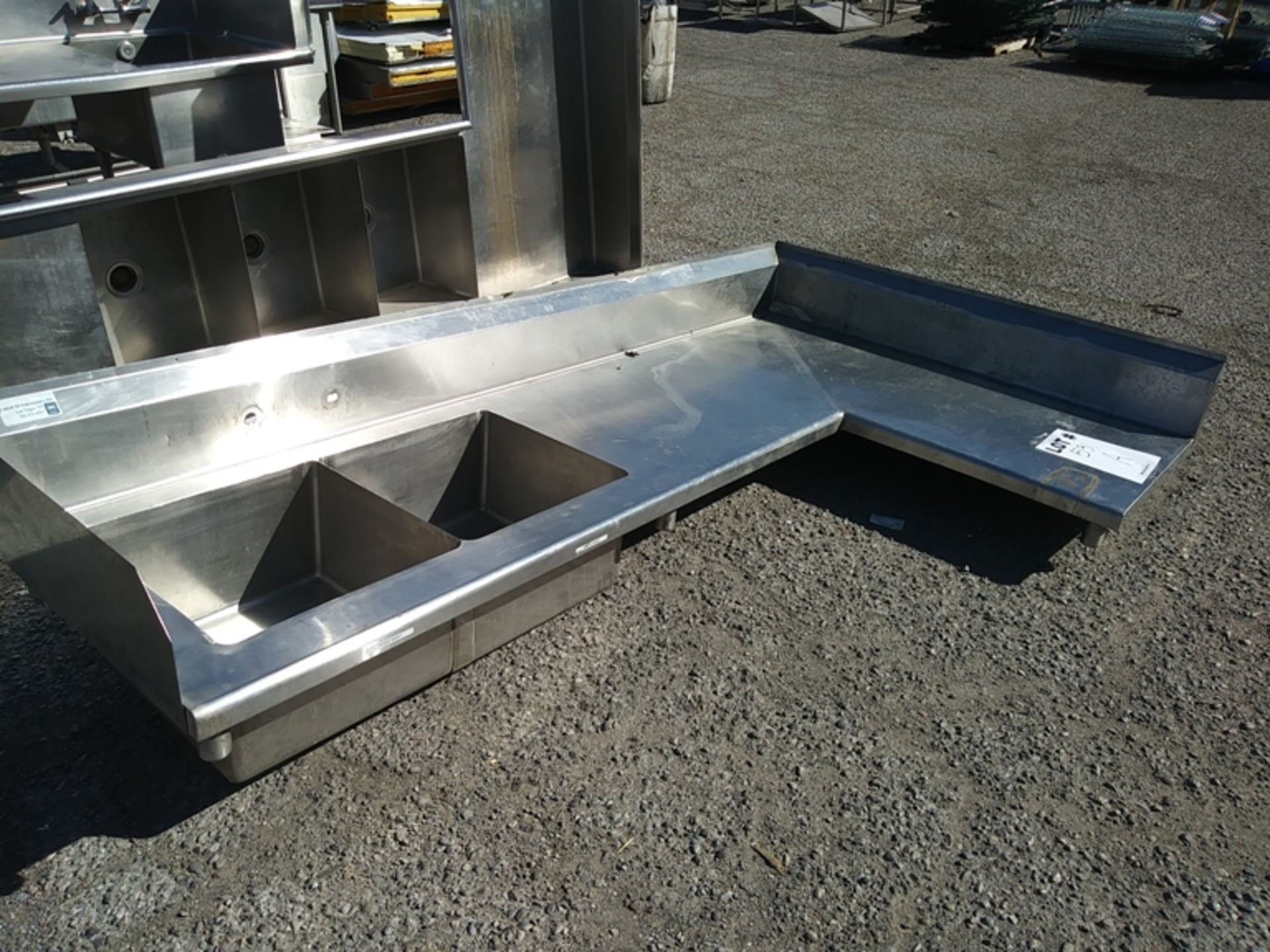 12FT LONG STAINLESS STEEL 2 COMPARTMENT SINK