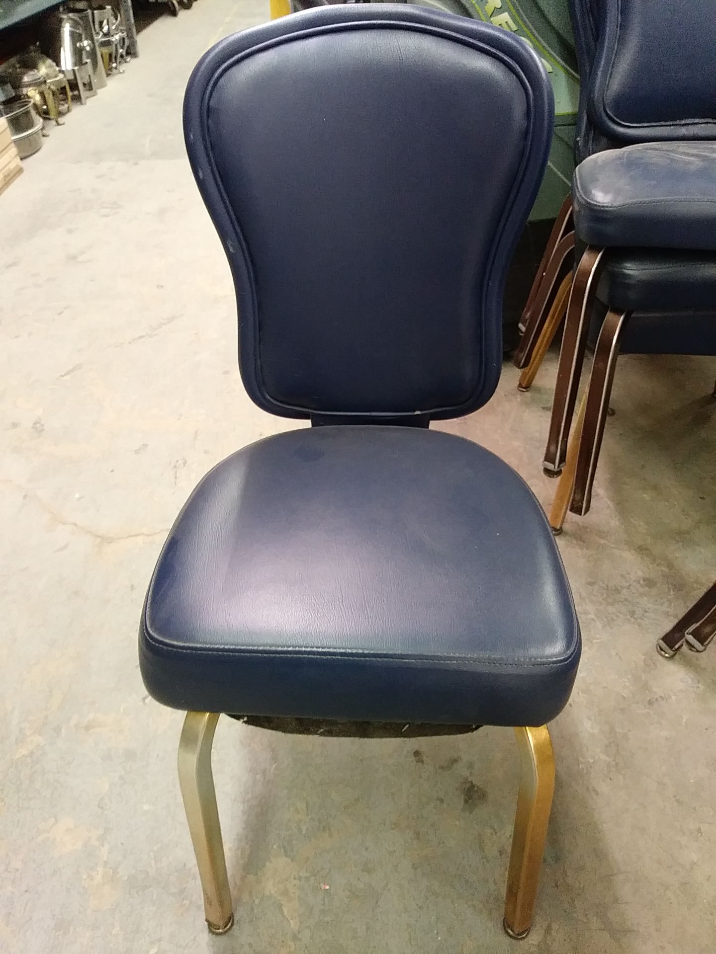 BLUE LEATHER DINING CHAIRS (X MONEY)