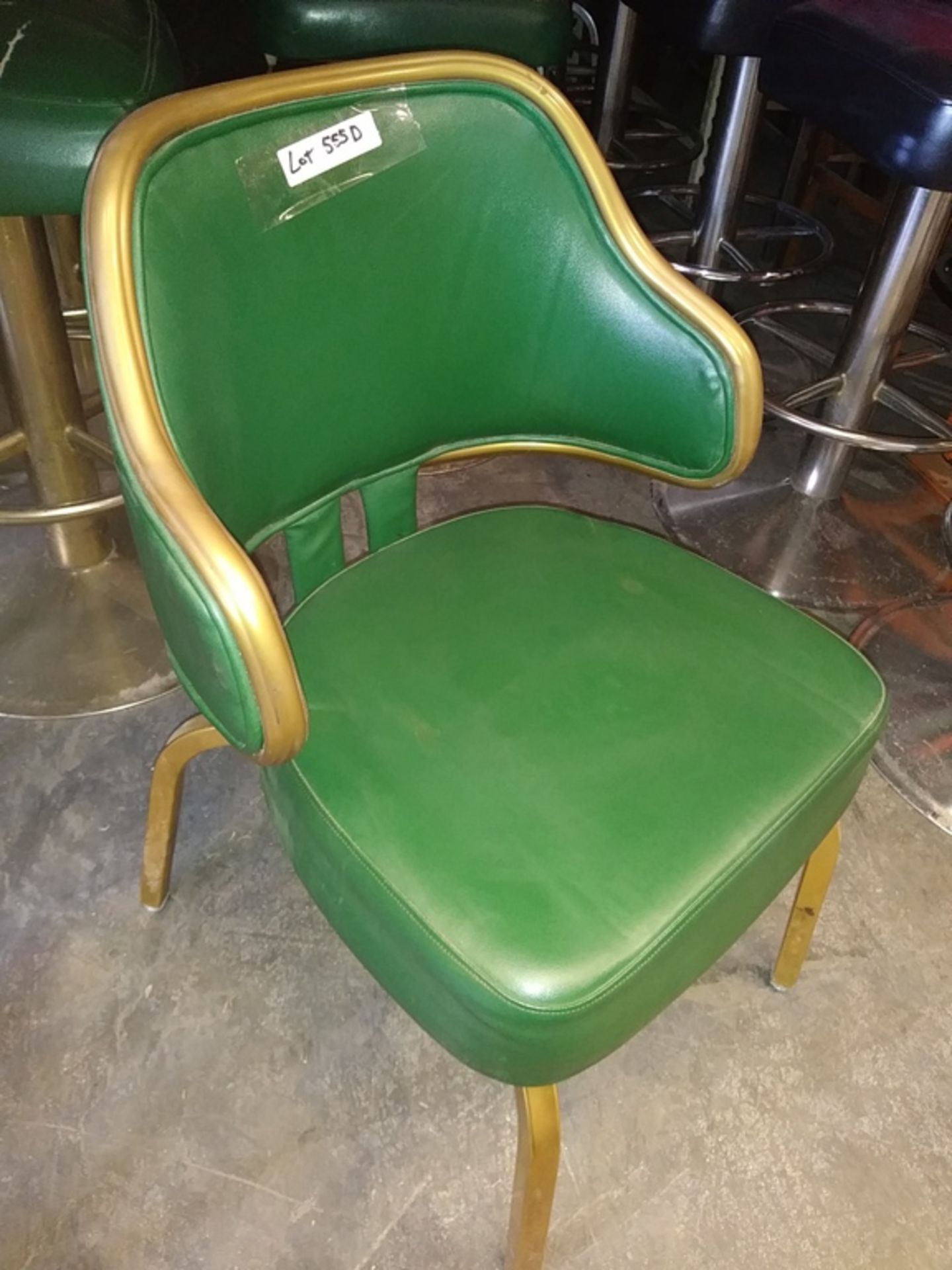 GREEN / GOLD LEATHER DINING CHAIRS (QTY X MONEY) - Image 2 of 3