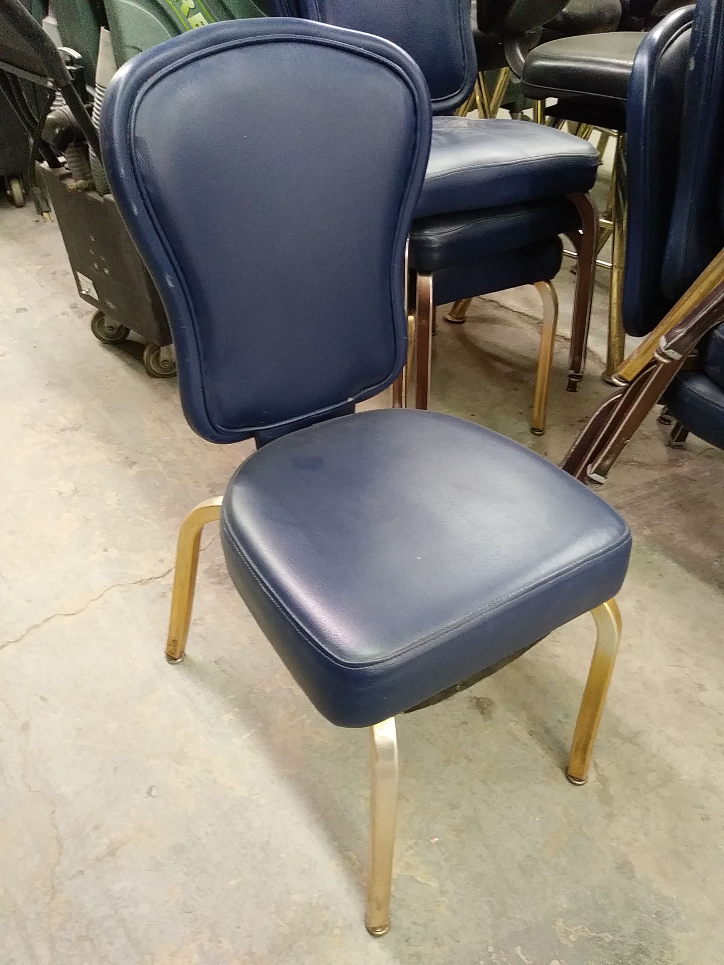 BLUE LEATHER DINING CHAIRS (X MONEY) - Image 2 of 4
