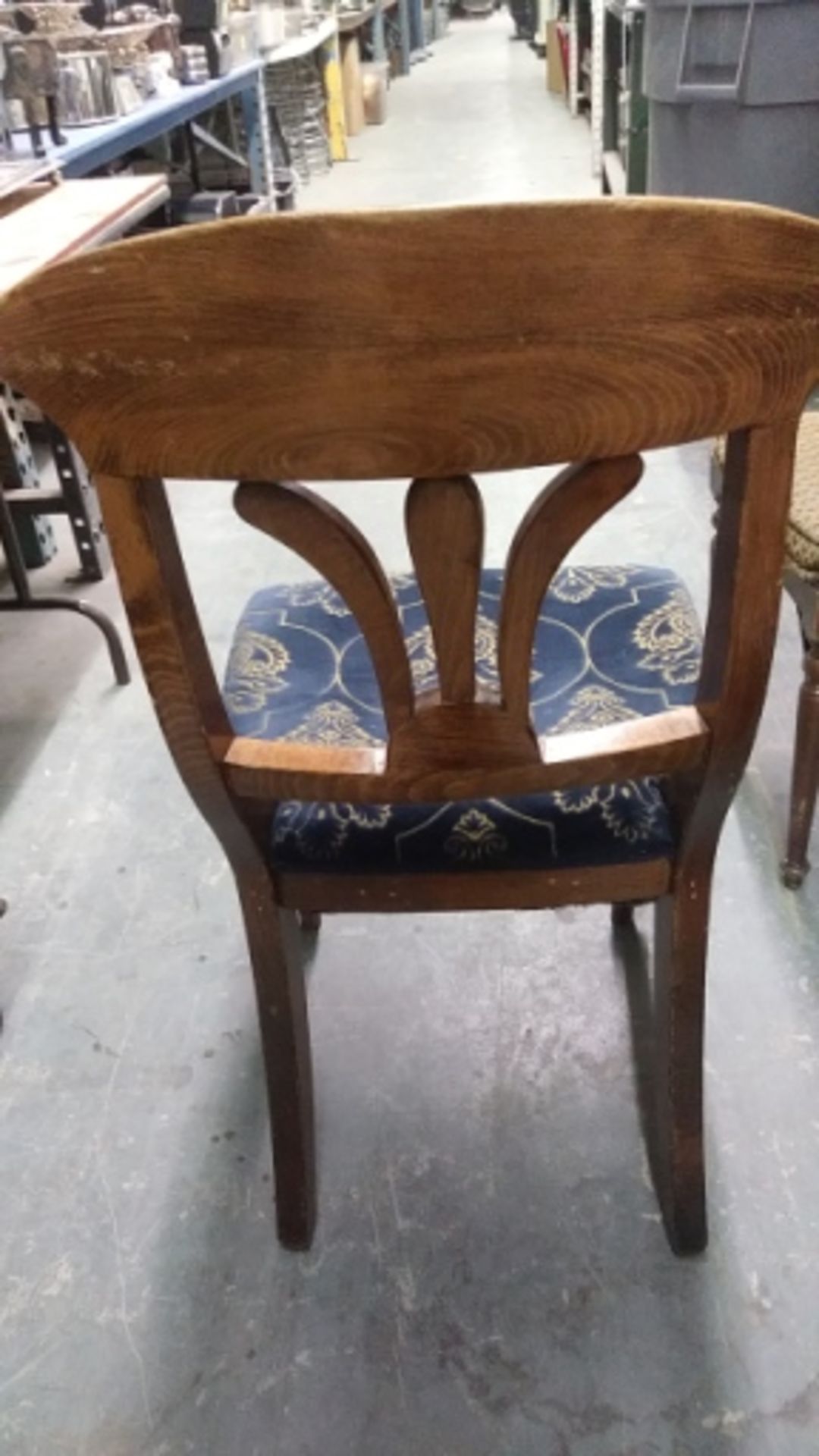 WOODEN FRAMED BLUE / GOLD FLORAL DESIGN DINING CHAIRS (QTY X MONEY) - Image 3 of 3