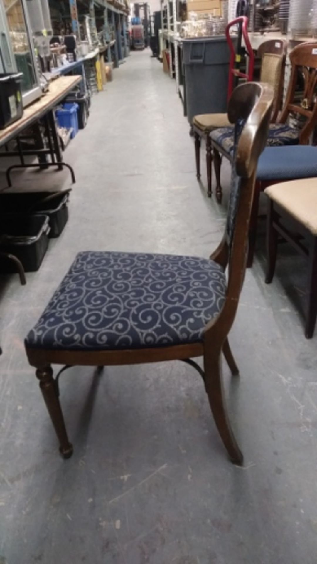 WOODEN FRAMED BLUE FLORAL DESIGN DINING CHAIRS (QTY X MONEY) - Image 2 of 3