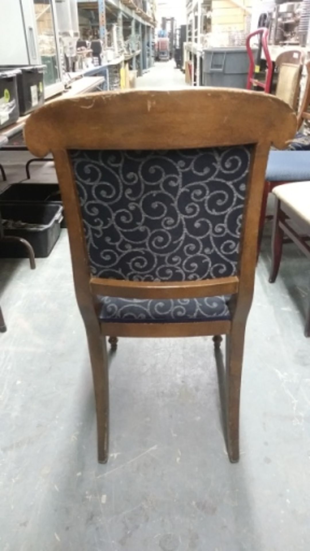 WOODEN FRAMED BLUE FLORAL DESIGN DINING CHAIRS (QTY X MONEY) - Image 3 of 3