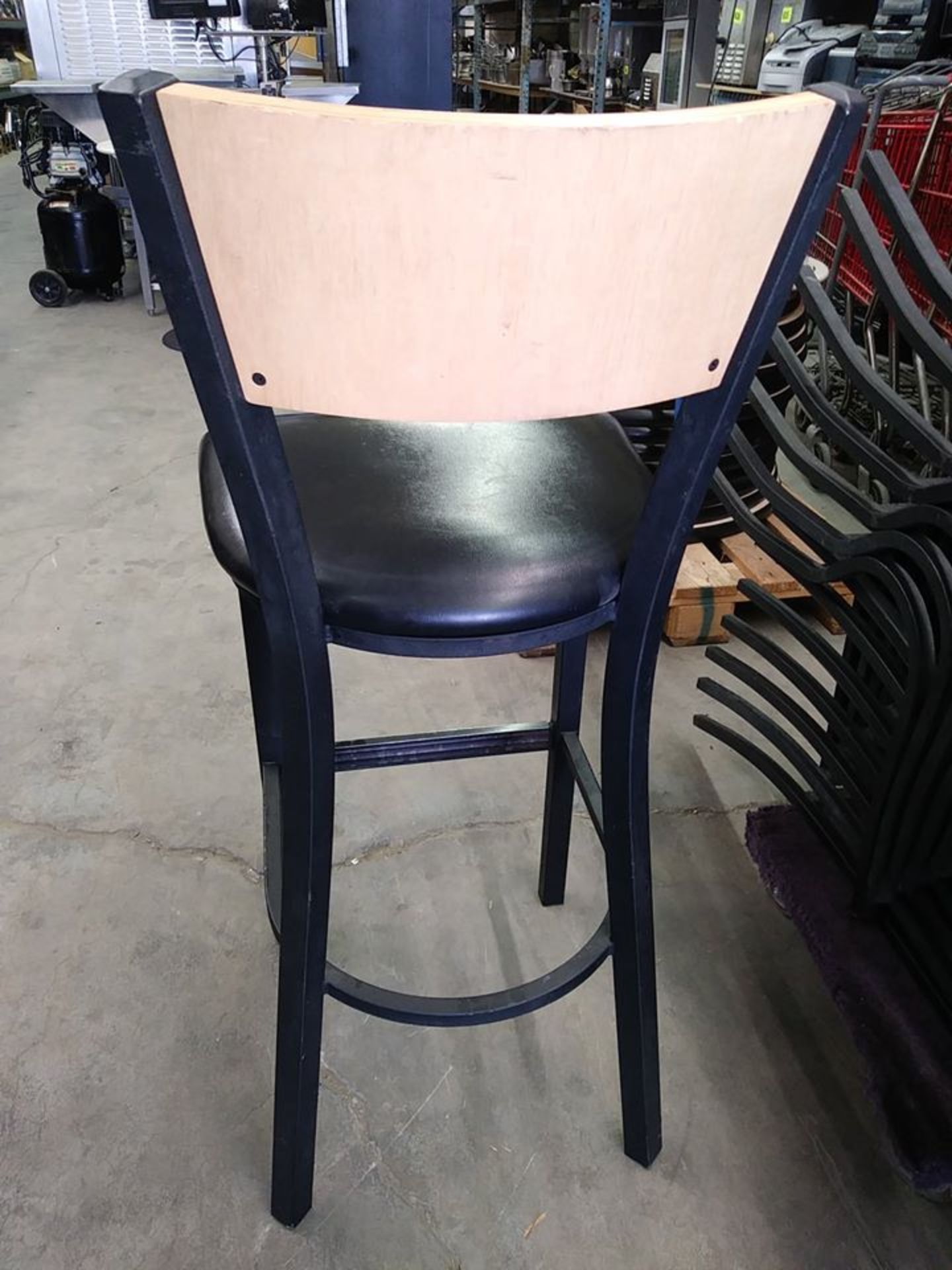 WOODEN / BLACK METAL FRAME DINING STOOLS BY MTS SEATING (QTY X YOUR BID) - Image 2 of 4