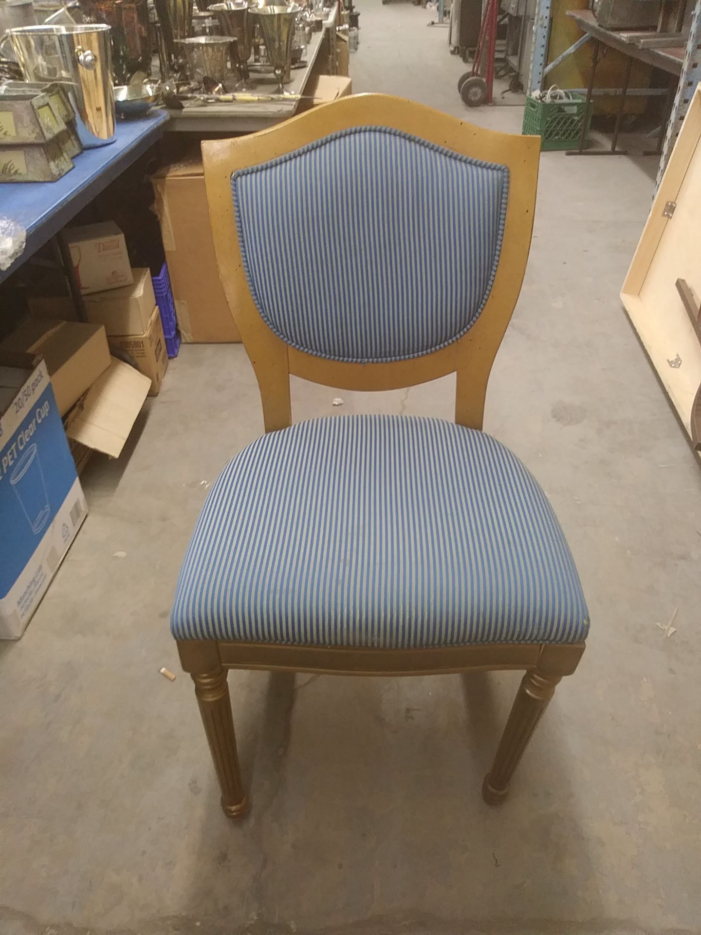 BLUE PIN STRIPE DINING CHAIRS (QTY X YOUR BID)