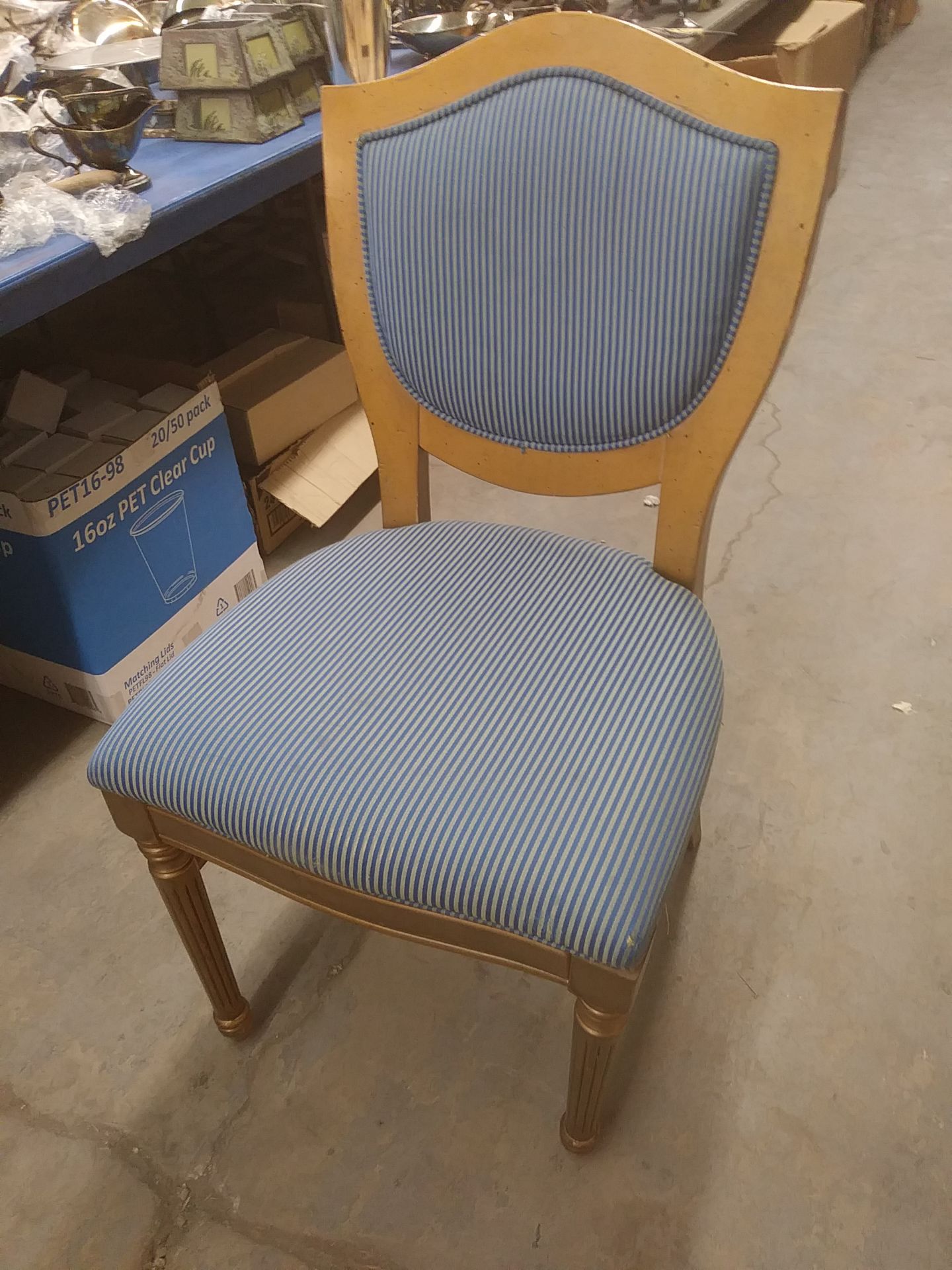 BLUE PIN STRIPE DINING CHAIRS (QTY X YOUR BID) - Image 3 of 4