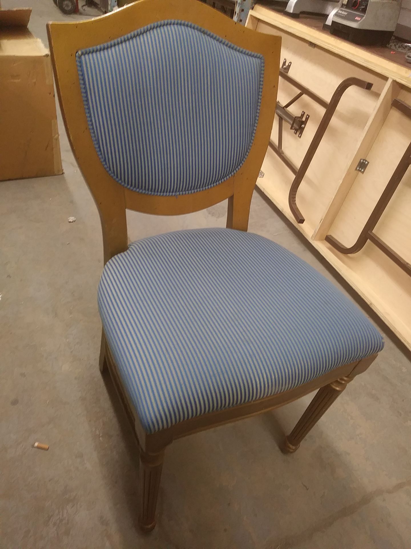 BLUE PIN STRIPE DINING CHAIRS (QTY X YOUR BID) - Image 4 of 4