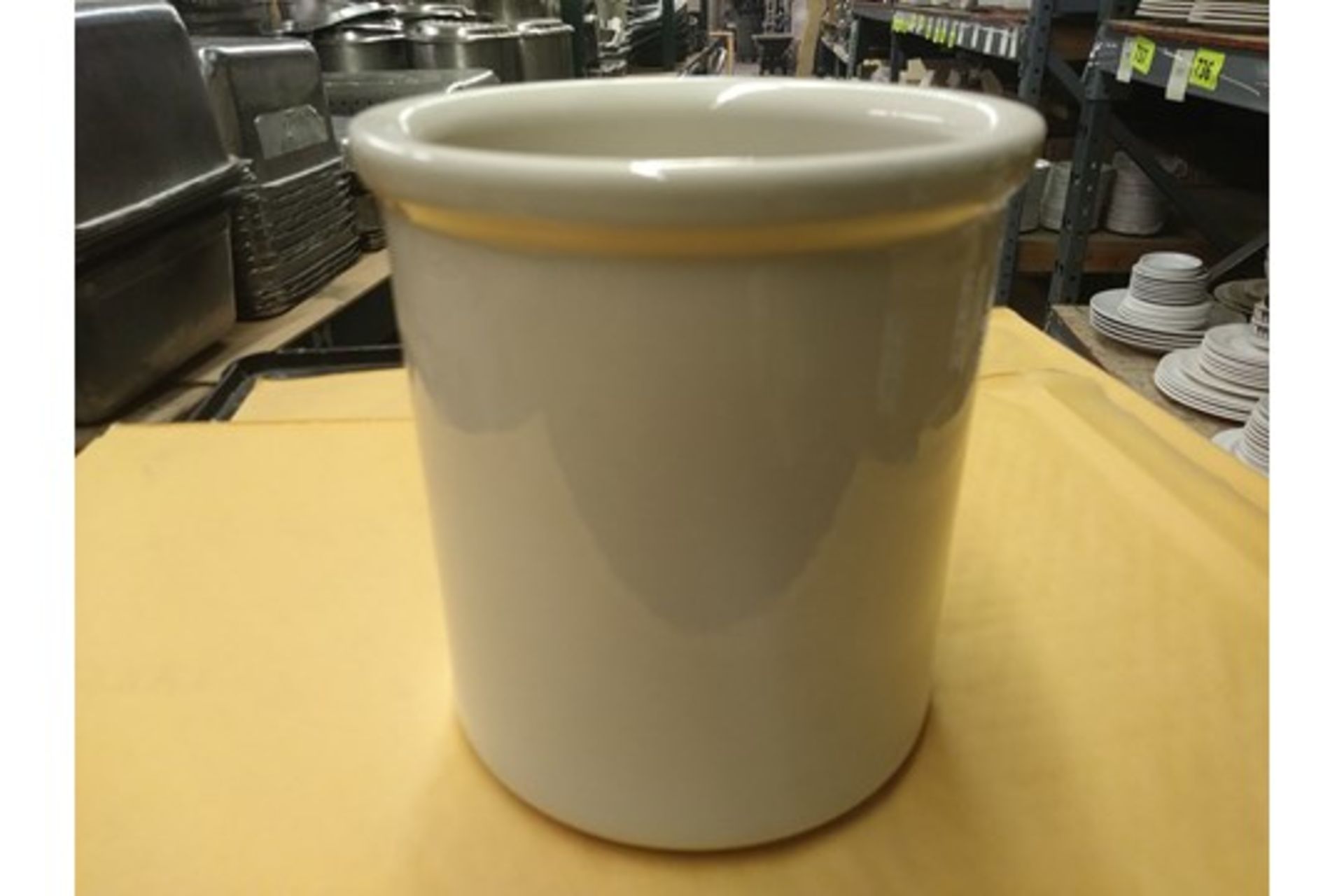 6.5" DIA. WHITE BAIN MARIE JARS 8" TALL (includes approx QTY 21 in this lot)
