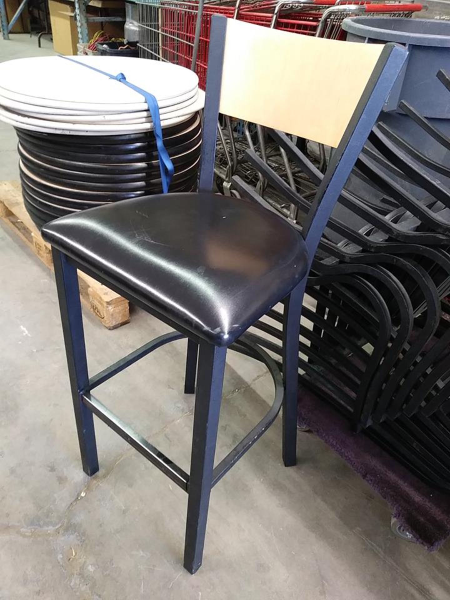 WOODEN / BLACK METAL FRAME DINING STOOLS BY MTS SEATING (QTY X YOUR BID)
