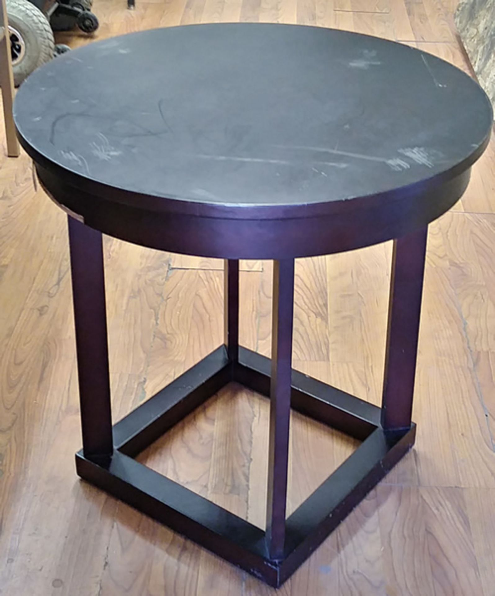 DARK BROWN ROUND SIDE TABLE - Image 2 of 3