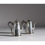 A pair of Sheffield silver egoiste coffee pots