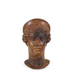 A patinated bronze sculpture of Diana's head