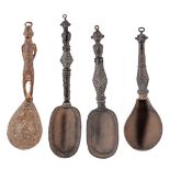 Four antique African patinated metal ladles
