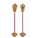 A pair of gilt-wood venetian lanterns