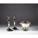An elegant silver, diaspro and jade triptych