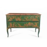 A Venetian green lacquered and gilt-wood commode