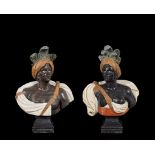 A pair of polychrome marbles chests of moors