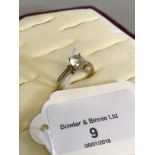 9ct gold ladies ring, Set with a large CZ stone.