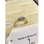 18ct gold & platinum ladies ring, set with 3 diamond.