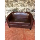 Modern faux leather 2 seat, tub settee.