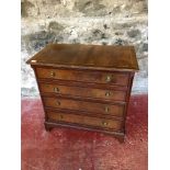 Antique 4 drawer chest with single line inlay.