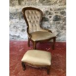 Modern button back chair with matching stool