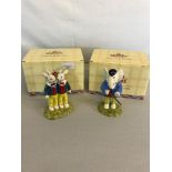 2 Royal Doulton Rupert figures " Reggie & Rex the rabbits & pretending to be an outlaw" both with