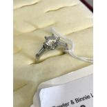 9ct white gold ladies ring, Set with a large CZ stone