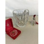 Waterford crystal ice bucket with tongs, Bell & My first Christmas decoration with box