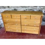 Modern pine 4 over 8 drawer wide chest