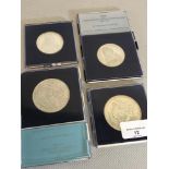 Four 835 German silver Replik coins in fitted cases