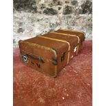 Vintage wooden bound travel trunk