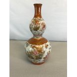 Oriental hand painted bud vase depicting geese & flower design