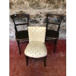 2 Bentwood café chairs together with upholstered material bedroom chair