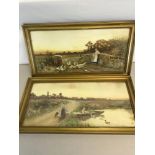 2 Antique mother & child scene prints by T Lloyd 1905 fitted in gilt frames