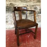 Antique Solid oak & leather upholstery tub chair