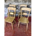 A set of 4 farm house pine chairs