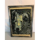 Limited edition 5/12 block print titled" The ghost of snowy" by Paul Norton. dated 1985. Print