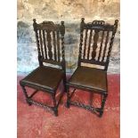 2 1950's barley twist and ornate carved dining chairs