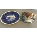 Copeland Spode blue & white bird design plate together with J & MPB & C Glasgow "Burns" design bowl