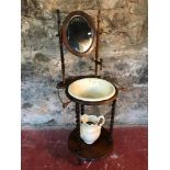 1910/20's barley twist wash stand complete with ceramic bowl & pitcher