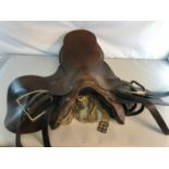 Leather Horse saddle with stirrups