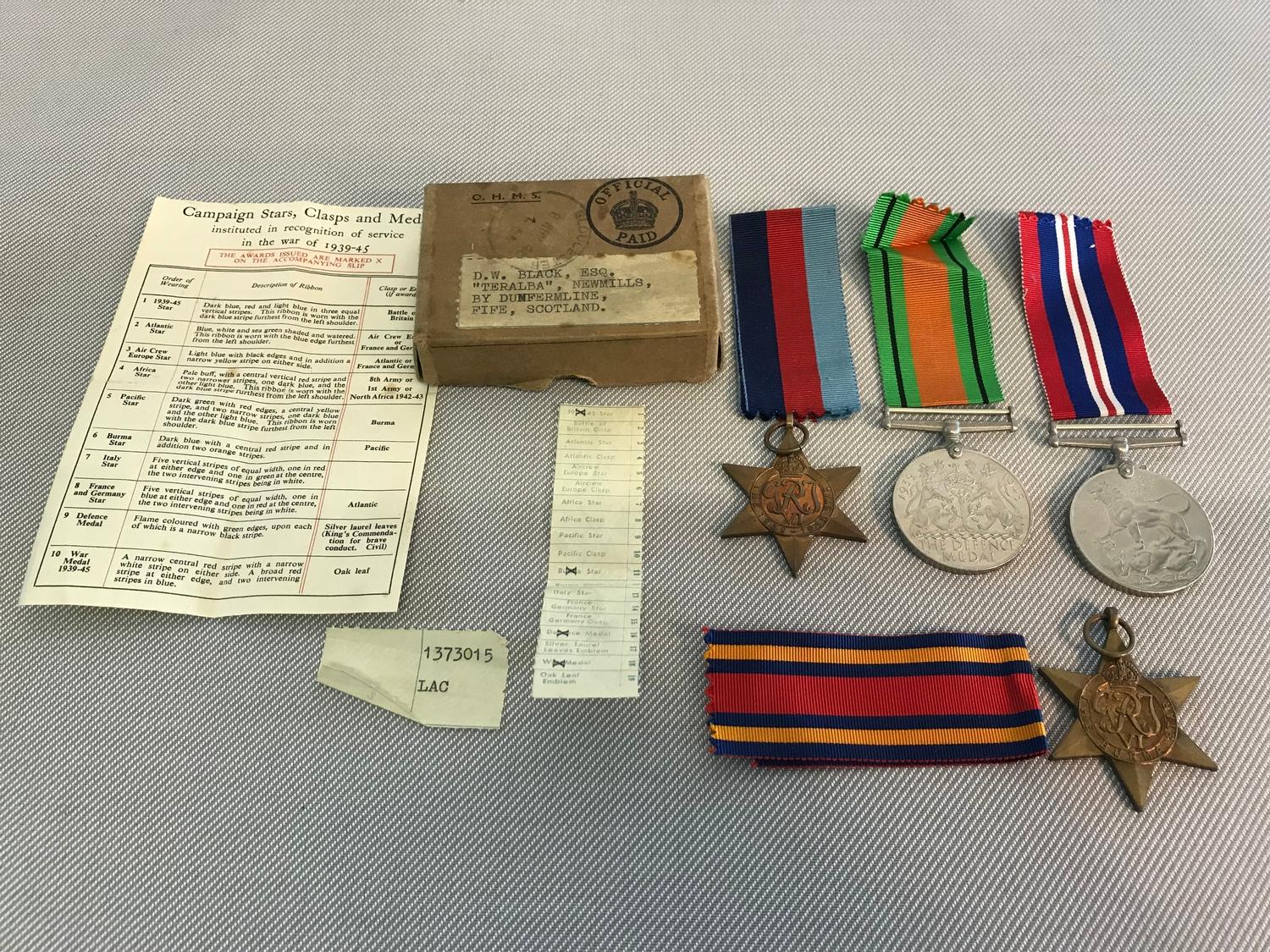 A Collection of 4 WW2 medals to include Burma Star, Defence, War medals. comes with box, certificate