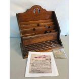 1900's Ships Oak Stationary letter rack. Comes with newspaper cutting in regards to the ship this
