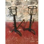 Pair of heavy metal Antique fire dogs