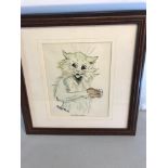 Cat print by Louis Wain titled 'The Birthday Present'