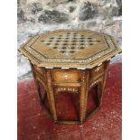 Hand made Indian table with Inlaid chess top & Sides