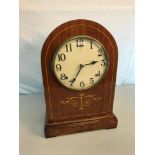 Late Victorian inlaid mantle clock. stamped 1896 to the back. working order