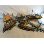 A Collection of boat models and airplane model